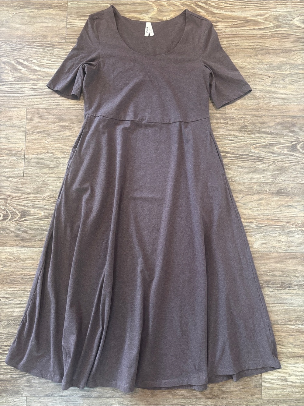 Pact Organic Cotton Brown Scoop Neck A-Line Dress Women's Size XL